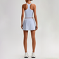 Wholesale Sleeveless Sports Top & Pleated Tennis Skirt Set – Quick-Dry Athletic 2-Piece with Built-In Shorts