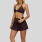 Removable breast sports bra+Anti-exposure design pleated skirt 2-piece set