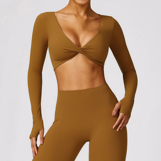 Wholesale Quick-drying tight-fitting long-sleeved yoga top | Wonderxfans bulk activewear
