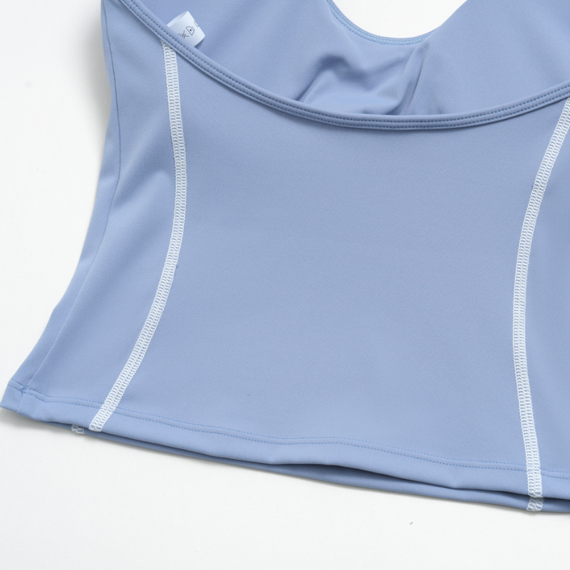 Wholesale Women's Halter V-Neck Color-Block Yoga Set – Slim-Fit Sports Bra & Shorts