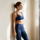 Wholesale Women's Naked-Feel Seam-Detail Sports Bra & Leggings Set – Contrast Stitch Sculpting 2-Piece Yoga Set