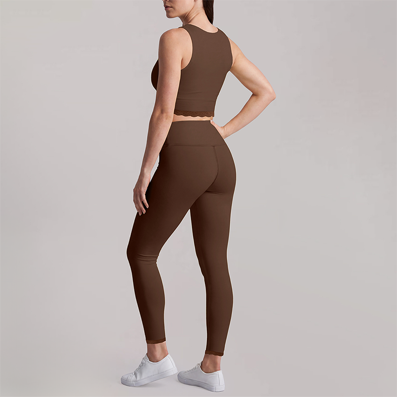 Wholesale Women's fake two-piece tank top & High-Waist Leggings Set - Naked Feel Yoga Gym Activewear