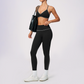 Wholesale Women's Brushed Yoga Set: V-Neck Bra & Leggings – Colorblock Tummy Control