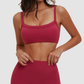 Wholesale Brushed Double-Strap Sports Bra – Open-Back Seam-Detail Yoga Bra with Chest Pad
