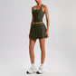 Wholesale Sleeveless Sports Top & Pleated Tennis Skirt Set – Quick-Dry Athletic 2-Piece with Built-In Shorts