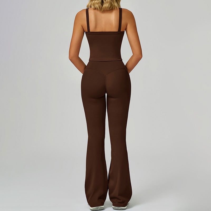 Thin straps Tank Top + Flared Leg pants 2-piece set