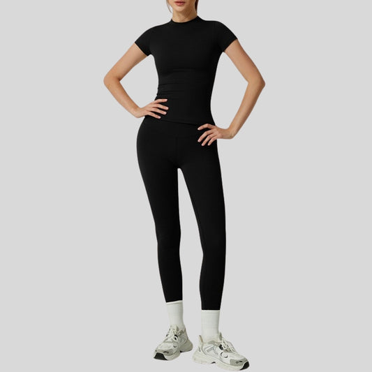 Wholesale Short-Sleeve Slim Fit Tee+High-waisted leggings | Wonderxfans bulk activewear