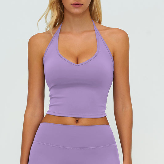Wholesale Halter-neck open-back sports tank top | Wonderxfans bulk activewear