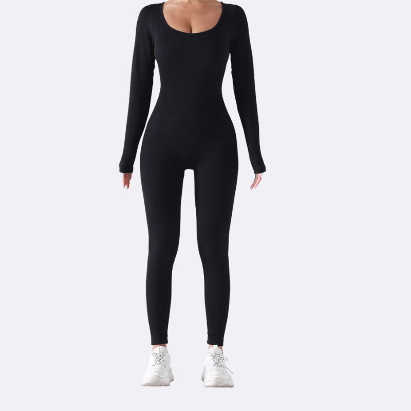 Women's Strapped Ribbed Jumpsuit Sports Yoga Bodysuit