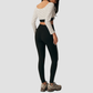Wholesale Women's Bare-skin Feel Long-Sleeve Tops+Hip-lift Cropped Pants Yoga Set