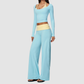 Wholesale Women’s Long-Sleeve Top & Wide-Leg Yoga Pants Set