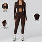 Racerback Sports Bra + Jacket + high waist leggings 3-piece set