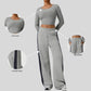 Striped Color-Blocked Sweatshirt and Sweatpants 2-Piece Set