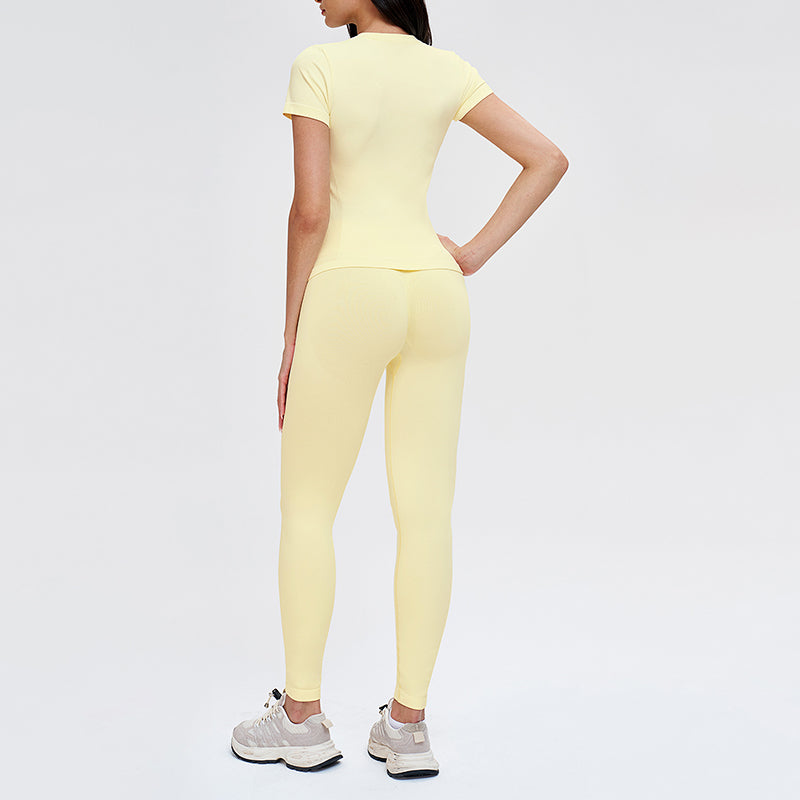 Wholesale solid color round-neck T-shirt + leggings