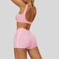 Beautiful Backless Sports Bra+Contrasting Fitness Shorts 2-piece set