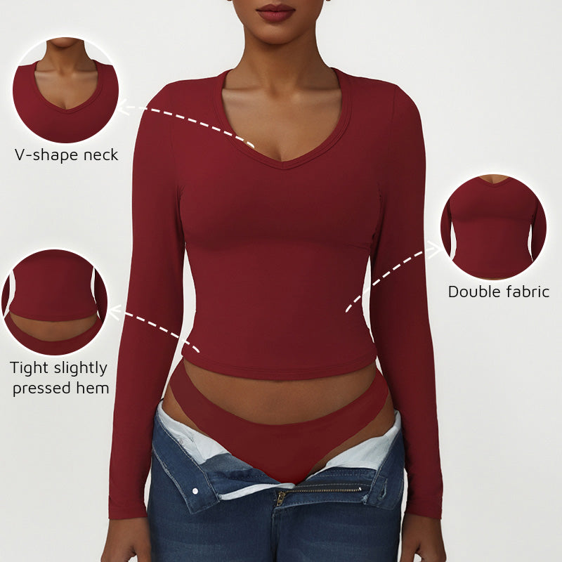 Snug-Fit V-Neck Long Sleeve