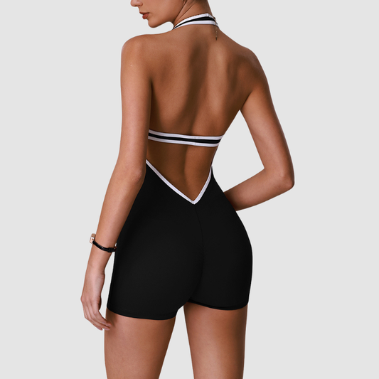 Wholesale Women's Contrast Color Sleeveless Yoga Jumpsuit – Built-In Chest Pad Tennis Fitness