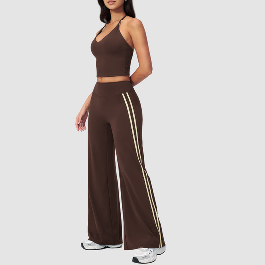 Wholesale Breathable Y-Back Tank Top & Fold-up Flare Pants Set