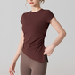 Wholesale Naked-Feel Slit-Hem Short Sleeve Yoga T-Shirt – Slim Fit Sports Top