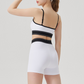 Wholesale color blocked backless vest+high waisted shorts 2-piece Set