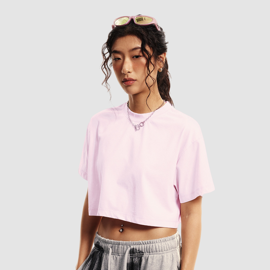 Wholesale Cropped Drop-Shoulder Tee – Cotton Sorona Blend Streetwear Top