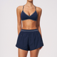 Wholesale Women's Brushed Yoga Set: V-Neck Strappy Bra & Shorts – Colorblock Tummy Control