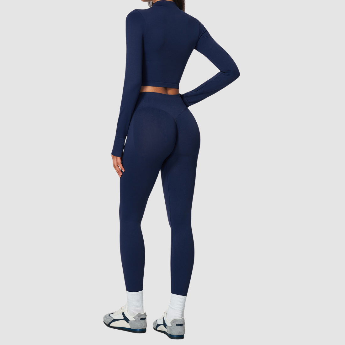 Wholesale Women's Cropped Stand-Collar Jacket & Leggings Yoga Set