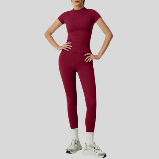 Wholesale Short-Sleeve Slim Fit Tee+High-waisted leggings | Wonderxfans bulk activewear