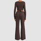 Wholesale Women’s Tie-Front Zip Yoga Cover-Up & Straight-Leg Pants Set