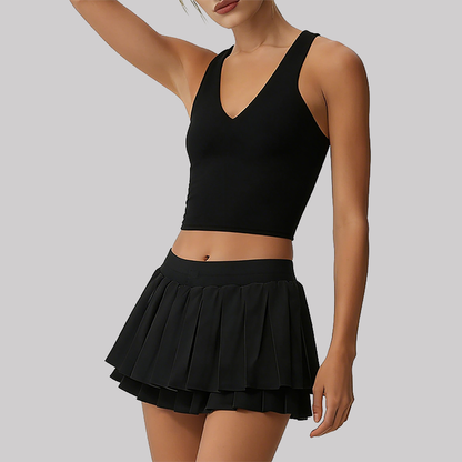Wholesale V-neck Tank Top+Skirt Activewear Set