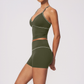 Wholesale Women's Brushed Yoga Set: Halter V-Neck Bra & Shorts – Colorblock Quick-Dry