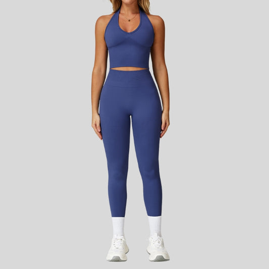 Wholesale Seamless Halterneck Threaded Yoga Bra | Wonderxfans bulk activewear