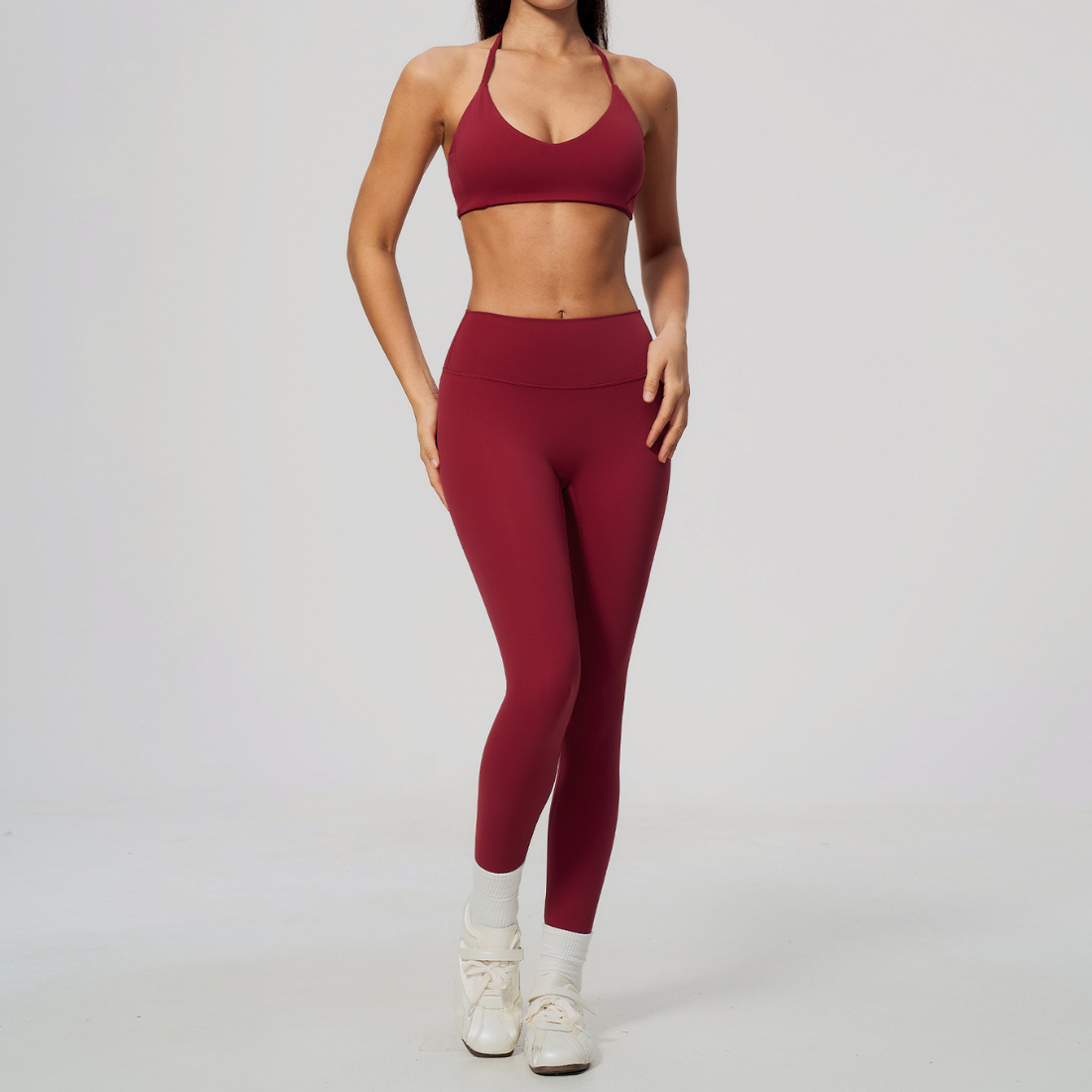 Wholesale Women's Activewear Brushed Padded Bra & Fitted Long-Pants Yoga Set