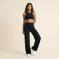 Wholesale Women's Brushed Fabric Sports Bra and Wide-Leg Pants Set