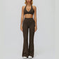 Halter sports bra+High waisted flared pants 2-piece set