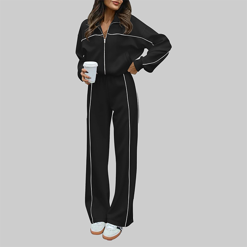 Wholesale Women's Zip-Up Long Sleeve Hoodie & Jogger Pants Tracksuit Set