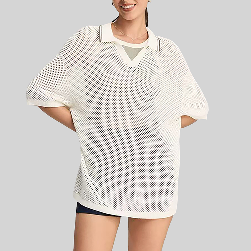 Wholesale Women's Mesh Oversized Yoga Cover-Up T-Shirt