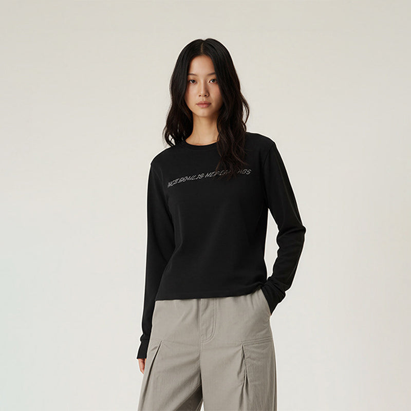 Round neck slim waist printed top