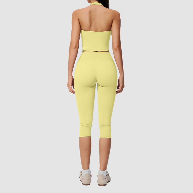 Wholesale Women's Sports Bra and Mid-Length Shorts Set – Brushed Peach-Lift Yoga Set