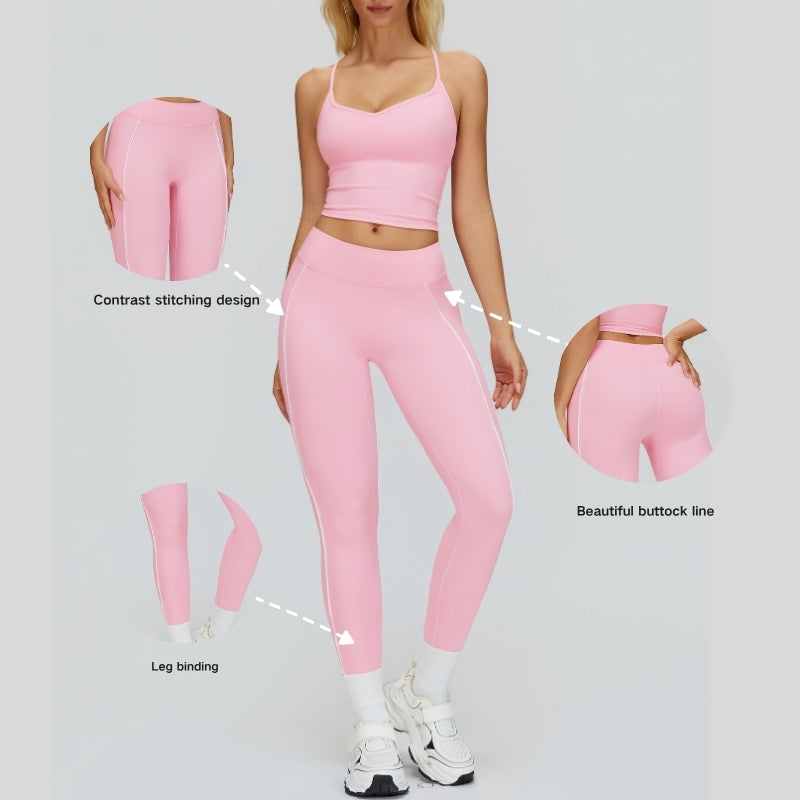 High-waisted contrasting color leggings
