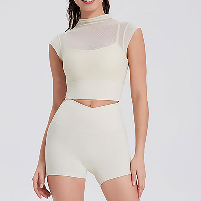 Sexy mesh belt breast pad running speed drying sports bra