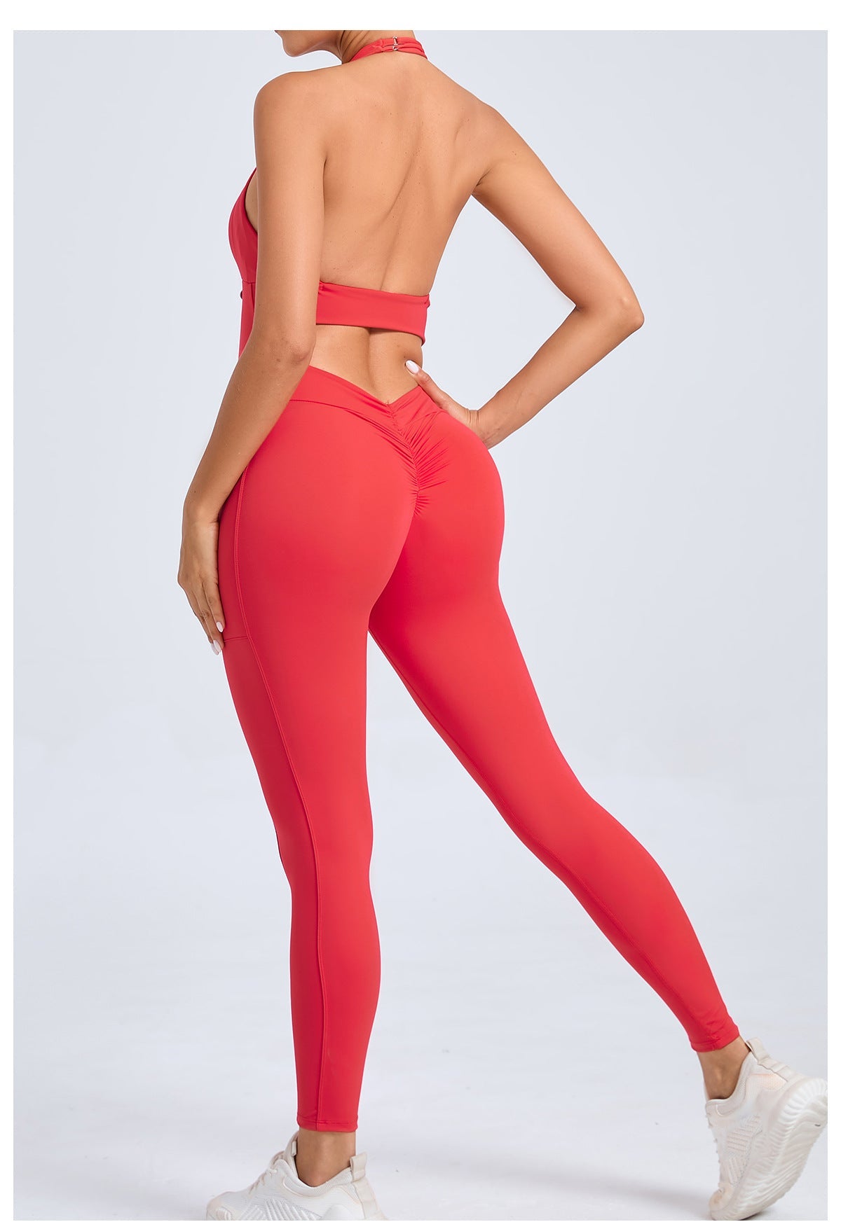Halter hollow out tight fitting sports jumpsuit