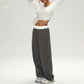 Women's cropped top + contrasting color loose-fitting sweatpants 2-piece set