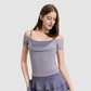 Wholesale Women's Mesh Off-Shoulder Short-Sleeve Sports Top