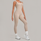 Wholesale Women's Brushed Yoga Jumpsuit – Open-Back Slim Fit Athletic Bodysuit w/ Chest Pad