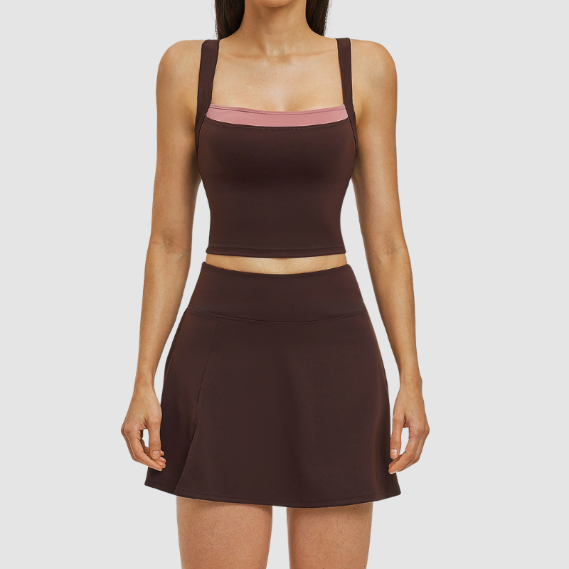 Wholesale solid color vest+short skirt quick drying tennis set