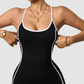 Wholesale color blocking cross back and hip lifting jumpsuit