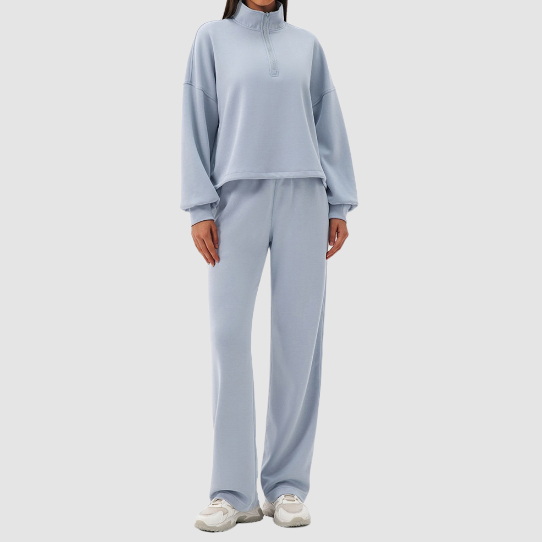 Wholesale Women's Modal Sports Set – Stand-Collar Sweatshirt & Straight-Leg Pants