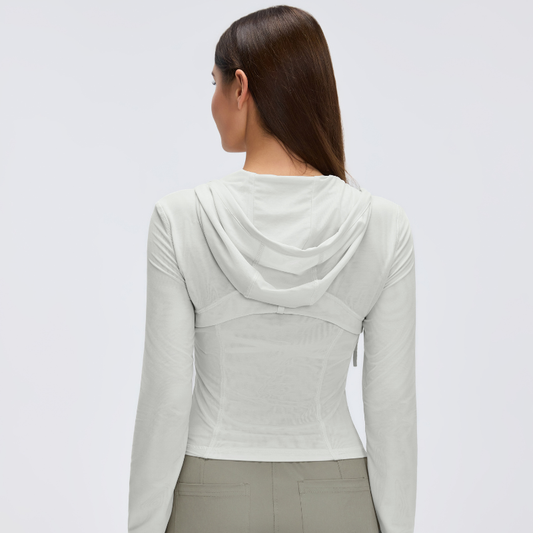 Wholesale mesh hooded yoga jacket | Wonderxfans bulk activewear