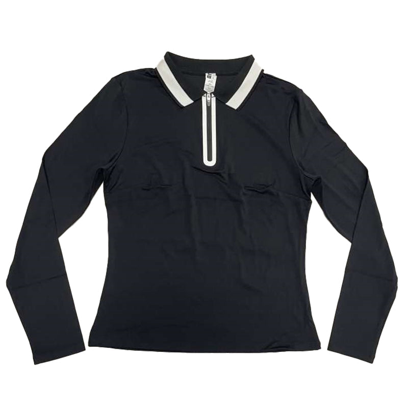 Colorblock polo collar sports top
